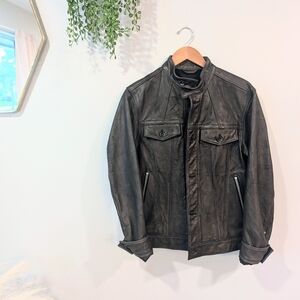 GAP Men's Dark Chocolate Brown Leather Jacket